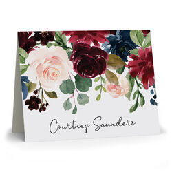 Burgundy Floral Topper Folded Note Cards